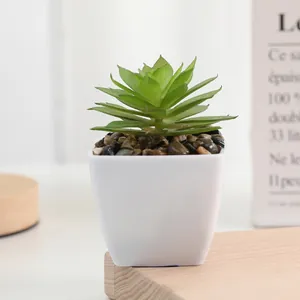 Artificial succulent potted plant mini faux green plant home desktop decor ornament