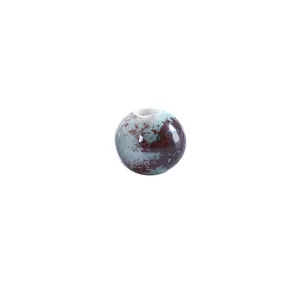 Perle en céramique flammée avec glaçure brune et bleue pour création de bijoux