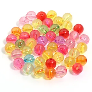 Colorful transparent acrylic round beads for DIY bracelets and jewelry accessories.