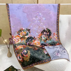 New Chinese retro imitation Xiangyunsha printed double-sided long scarf shawl for women