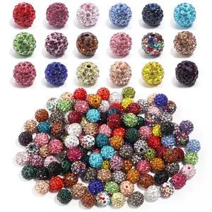 Colorful Shamballa clay rhinestone beads for DIY handmade bracelets and jewelry accessories