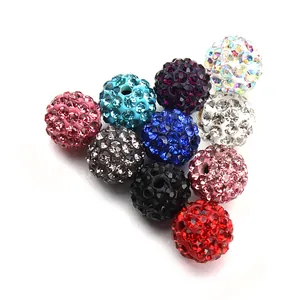 Colorful shamballa rhinestone clay beads for DIY bracelet jewelry making and accessories supply.