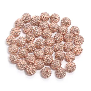 Shamballa rhinestone clay beads for DIY jewelry making, sparkly rhinestone spacer beads.