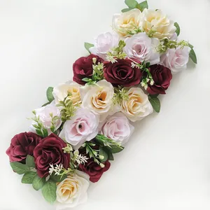Rangee de fleurs artificielles roses pour arche de mariage decoration de fete de table