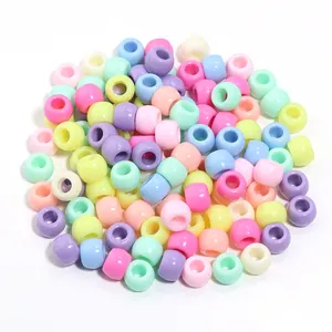 Perles colorées en acrylique à grand trou pour bracelets et bijoux DIY faits main.
