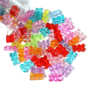 Acrílico transparente colorido oso colgante DIY joyería hecha a mano accesorios cuentas detalle