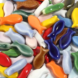 Colorful ceramic fish beads for DIY jewelry making, bracelets, and necklaces.