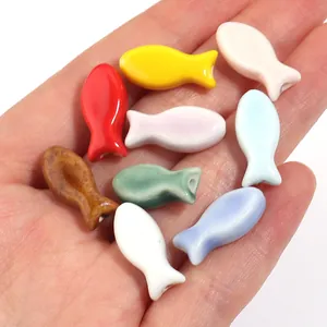 Colorful ceramic fish beads loose charms for DIY handmade bracelets necklaces and phone chains