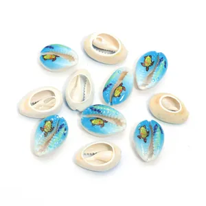 Natural cowrie shell beads with turtle print for DIY jewelry making necklaces bracelets