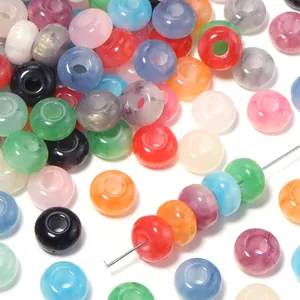 Colorful resin beads large hole round loose beads for DIY phone charm jewelry making supplies