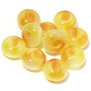Resin two-color gilded abacus beads, colored large-hole flat round loose beads for DIY jewelry.