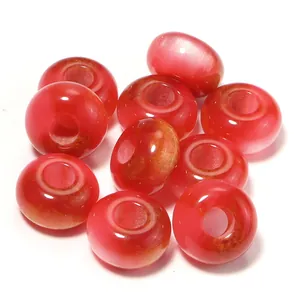 Colorful resin cat eye beads flat round loose beads for DIY jewelry making and phone chains