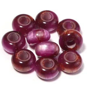 Colorful resin large hole spacer beads shimmer cat eye diy phone charm accessories