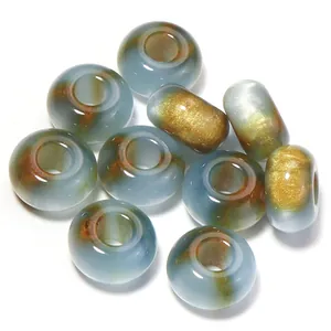 Resin two-color gilded abacus beads, colorful large-hole loose beads detail shot for DIY crafts.