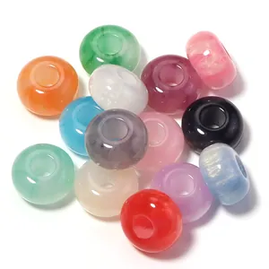 Colorful resin flat round large hole beads for DIY jewelry making and phone chain accessories