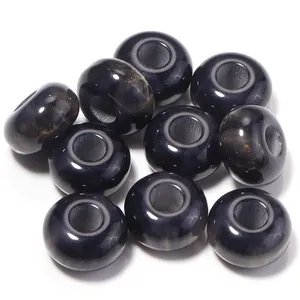 Resin two-tone gilt abacus beads large hole loose beads for DIY phone chain jewelry accessories