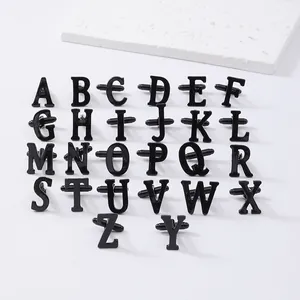 Black alphabet letter cufflinks set, metal French shirt sleeve button accessories for men.