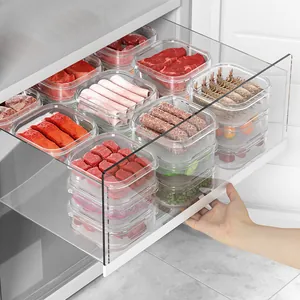 Transparante koelkast opbergdozen voor diepvriesvlees en verse voeding, stapelbare opbergbakjes.