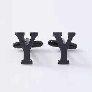Black letter Y shaped French cufflinks for men shirts business wedding fashion accessories detail