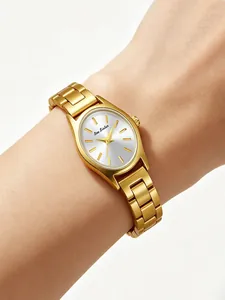 Élégante montre vintage Bee Sister pour femme en acier doré présentée au poignet