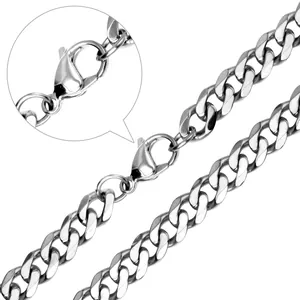 Detailweergave van 7 mm roestvrijstalen cubaanse schakelketting met karabijnsluiting