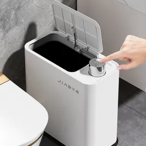 Bathroom trash can narrow garbage bin press lid waste basket for toilet home use storage
