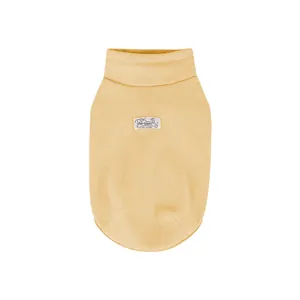 Warm yellow high collar pet dog sweater made of premium German velvet for small dogs