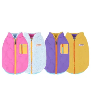 Gilet in pile spesso reversibile per cani e gatti di piccola e media taglia in vari colori