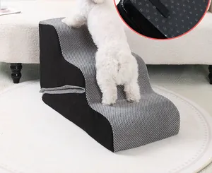 Escalier pour animaux en mousse à 3 niveaux avec fond antidérapant pour chiens et chats