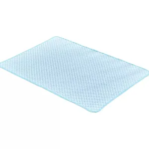 Light blue breathable ice silk cooling pet mat with dotted texture for summer comfort