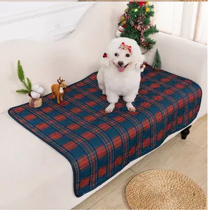 Christmas plaid pet mat washable dog sofa blanket waterproof non-slip reusable puppy sleeping bed