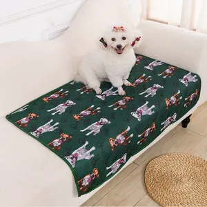 Christmas washable pet mat non-slip absorbent dog cat blanket for sofa furniture protection