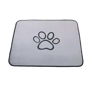 Washable coral fleece pet pee pad with absorbent gray fabric and cute paw print design