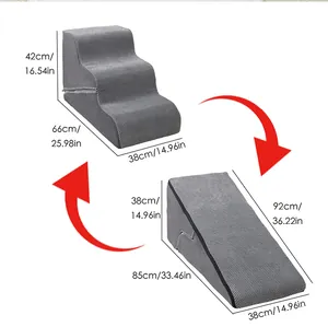 Dimensions de l'escalier à 3 niveaux pour animaux convertible en rampe grise pour chiens