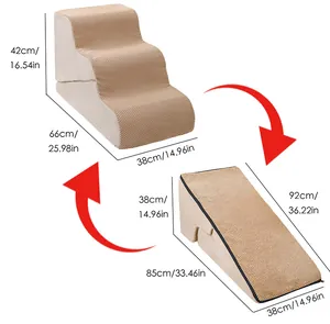 Rampe et escalier transformables 2-en-1 pour animaux avec marquages de dimensions