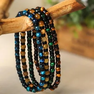 Pulsera de Cuentas de Ojo de Tigre de Piedra Natural para Mujer Hombre Hecha a Mano Diseño Original Azul Oro Verde Amarillo Joyas