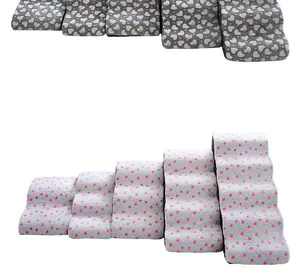Detail of wave-shaped pet foam stairs with heart pattern fabric cover for small dogs and cats