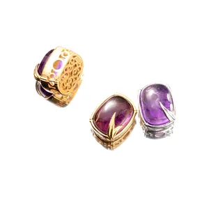 Cuentas espaciadoras de amatista de alta gama en plata 925 para joyería DIY