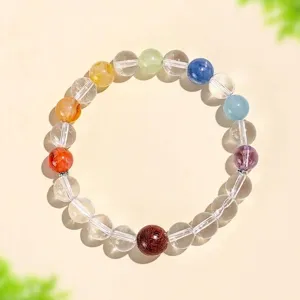 Pulsera elegante de cuentas de cristal natural multicolor con piedras preciosas.