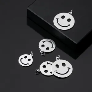 S925 sterling silver hollow smiley face pendants for DIY jewelry making accessories