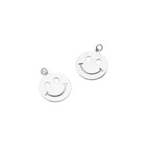 Minimalist S925 sterling silver hollow smiley face charms for handmade DIY jewelry