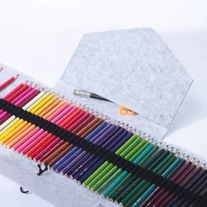 72-color professional colored pencil set with grey felt roll-up storage bag