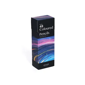 Detailed view of the JOYWISH 48-pack oil-based colored pencils with star trail packaging.