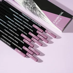 Professional soft charcoal pencils for artistic sketching and drawing with purple accents