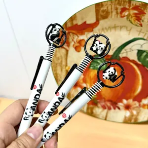 Cartoon panda ballpoint pens with swinging panda figurines for students stationery gifts