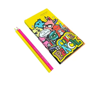 Set of 12 vibrant colored pencils in decorative box for students sketching and drawing