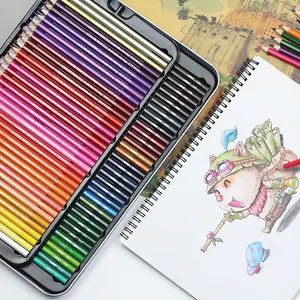 Professional 72-color pencil set in metal tin for detailed sketching and drawing arts