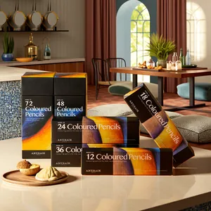 Professional artist colored pencil sets with 12 to 72 vibrant colors in stylish packaging