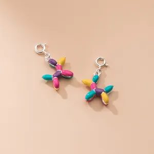 S925 sterling silver colorful enamel balloon dog charms for DIY bracelet necklace making