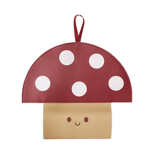 Housse de boîte à mouchoirs murale décorative en forme de champignon avec pois et sourire